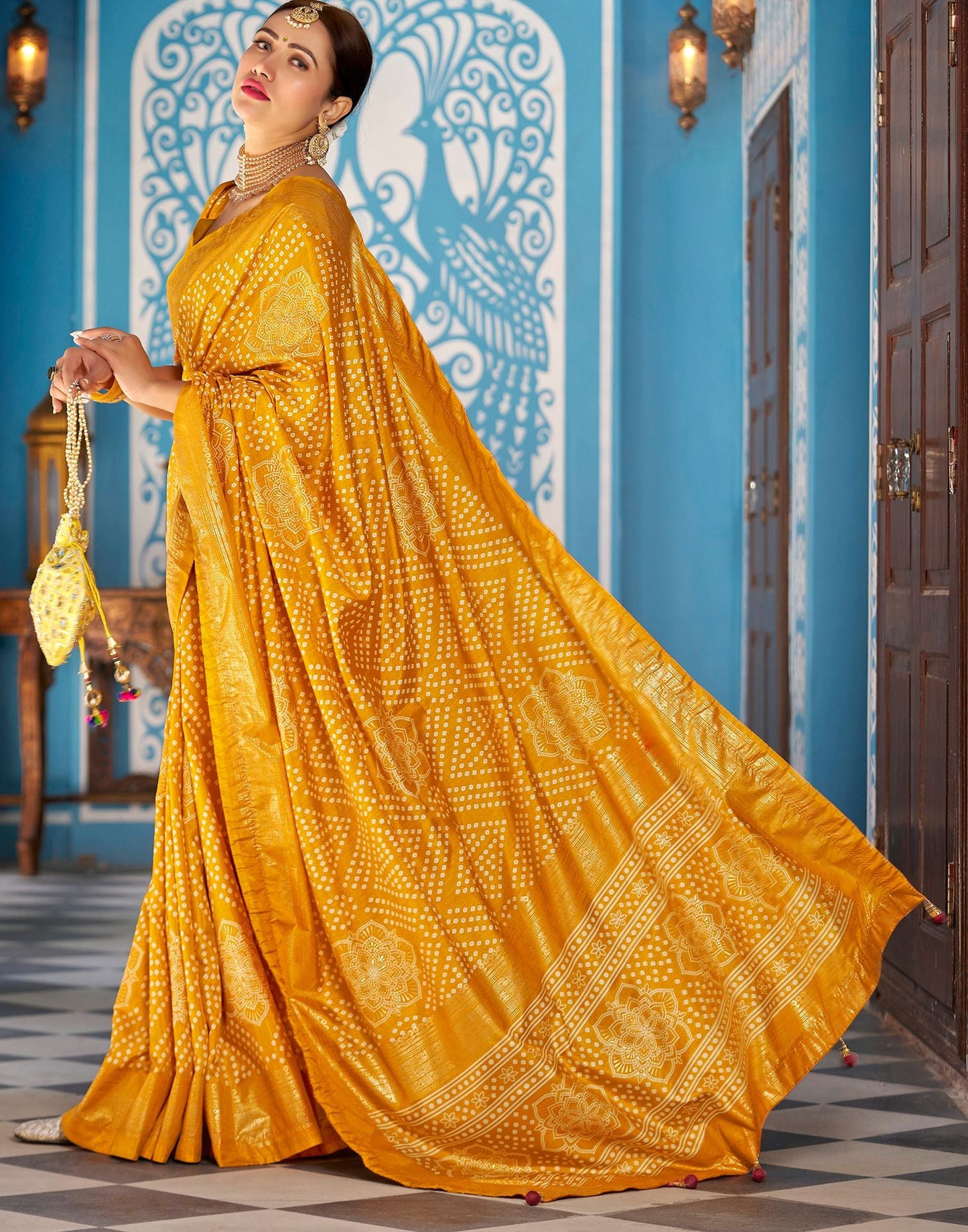 Turmeric Bandhani Silk Saree