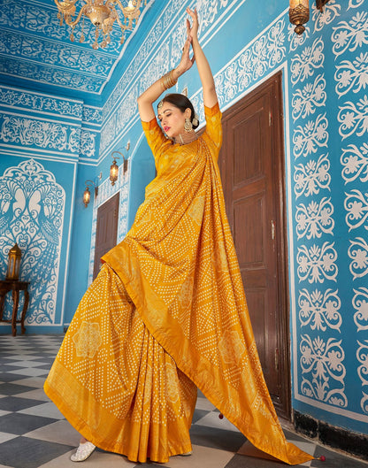 Turmeric Bandhani Silk Saree