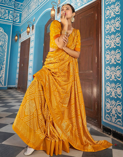 Turmeric Bandhani Silk Saree