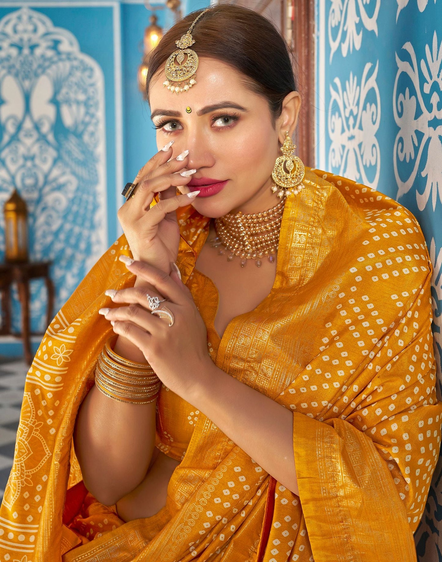 Turmeric Bandhani Silk Saree