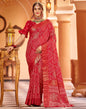Cherry Red Bandhani Silk Saree