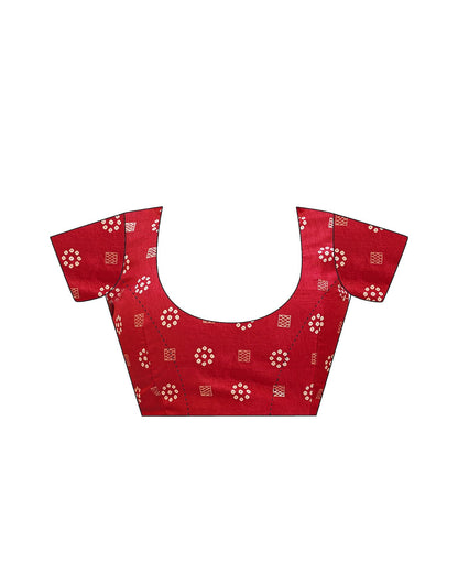 Cherry Red Bandhani Silk Saree