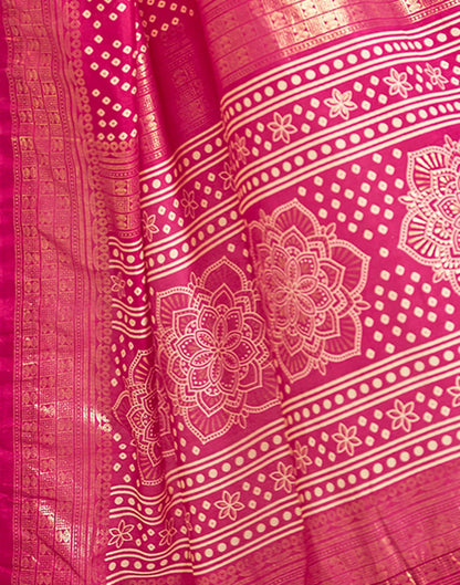 Rani Pink Bandhani Silk Saree