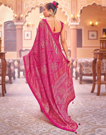 Rani Pink Bandhani Silk Saree