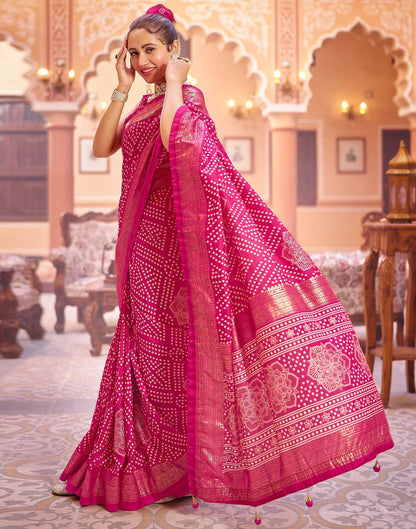 Rani Pink Bandhani Silk Saree