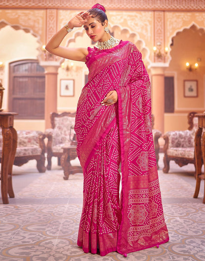 Rani Pink Bandhani Silk Saree