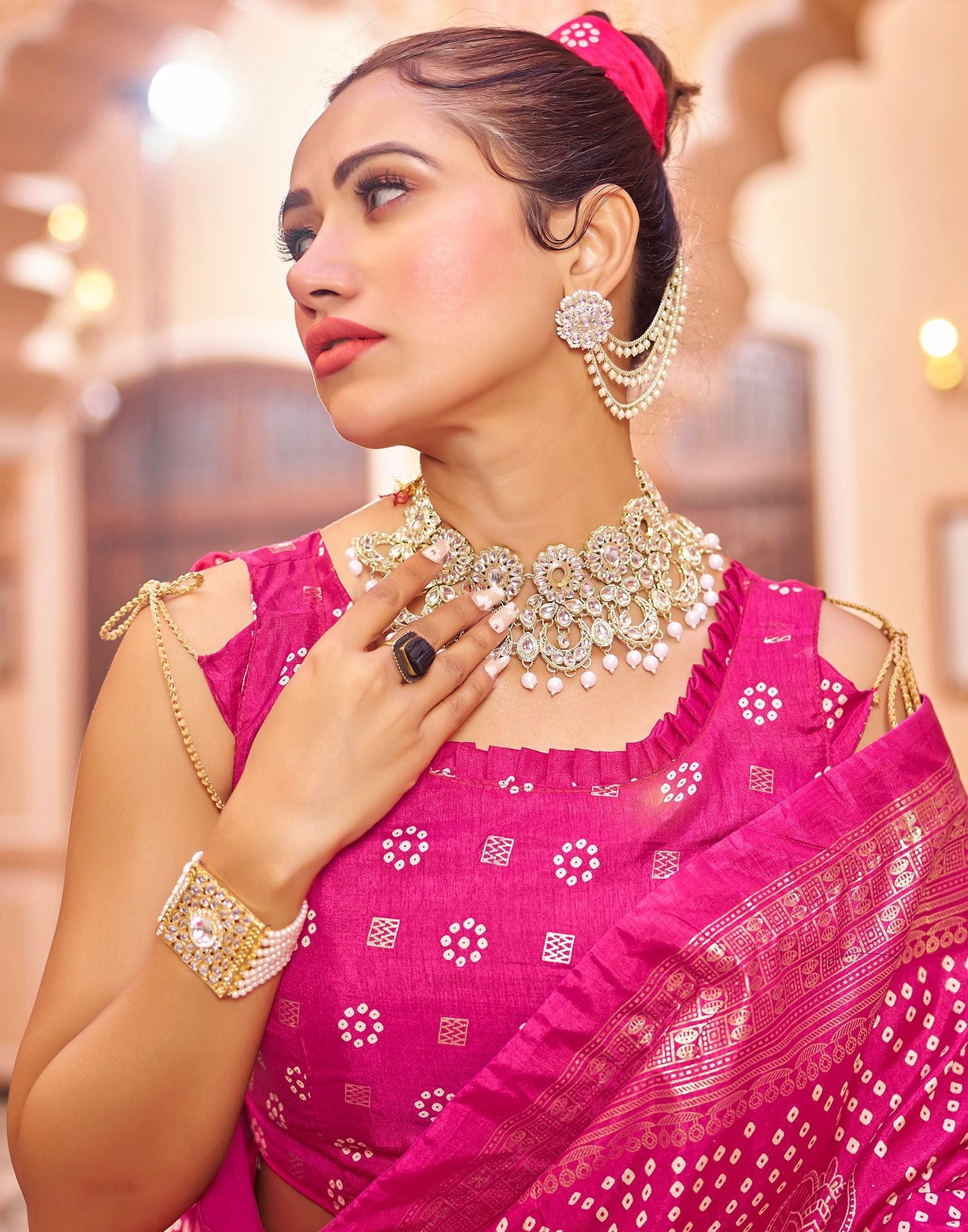 Rani Pink Bandhani Silk Saree