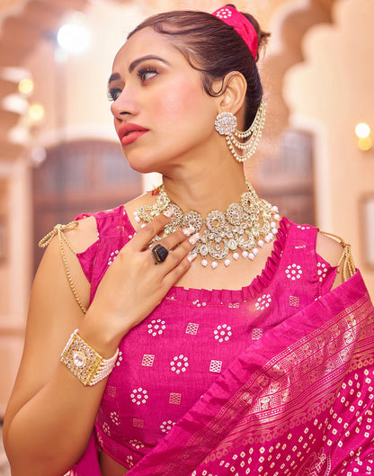Rani Pink Bandhani Silk Saree