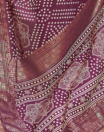 Deep Purple Bandhani Silk Saree