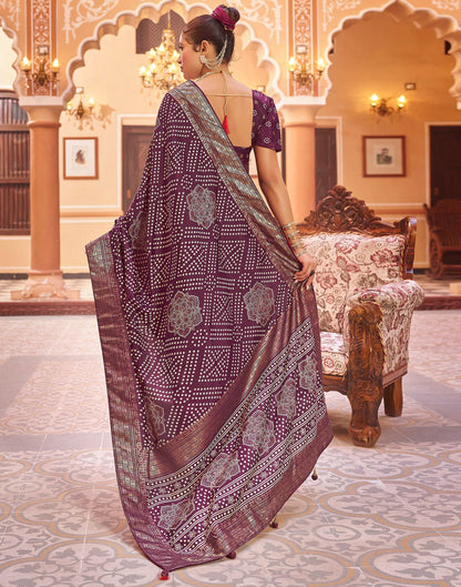 Deep Purple Bandhani Silk Saree