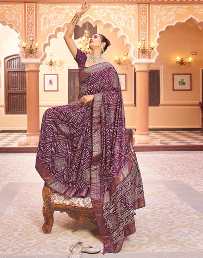 Deep Purple Bandhani Silk Saree