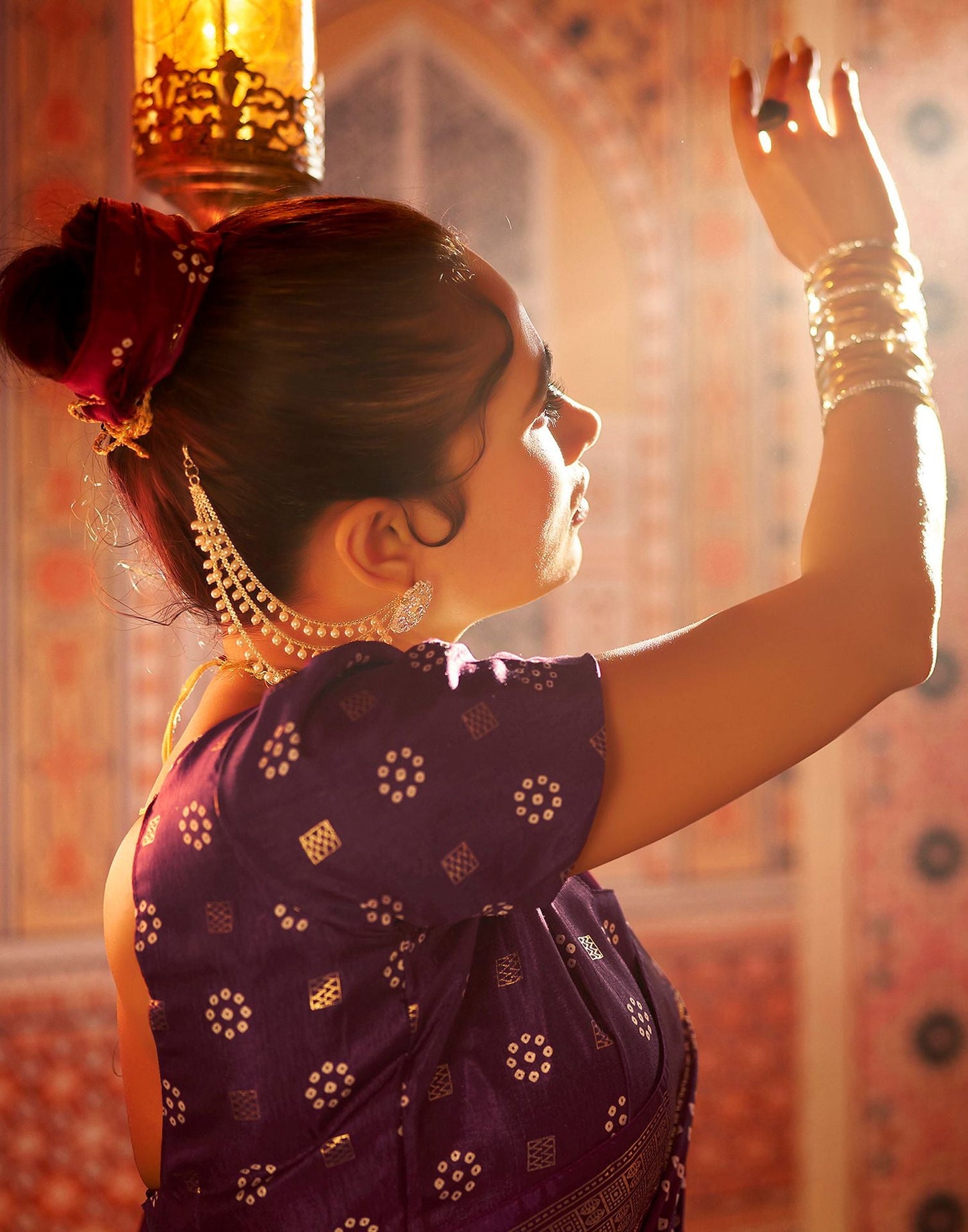 Deep Purple Bandhani Silk Saree