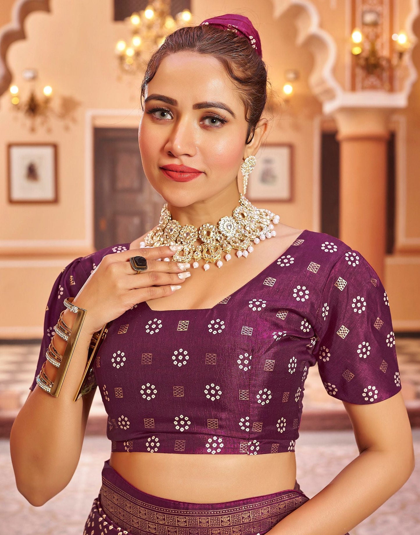 Deep Purple Bandhani Silk Saree