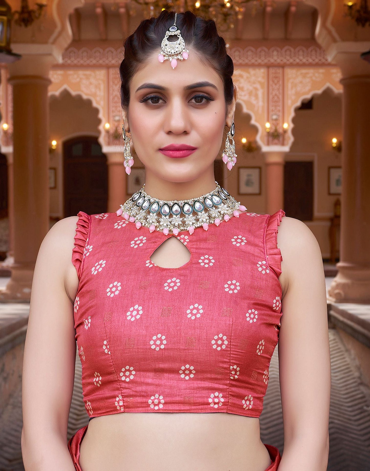 Light Pink Bandhani Silk Saree