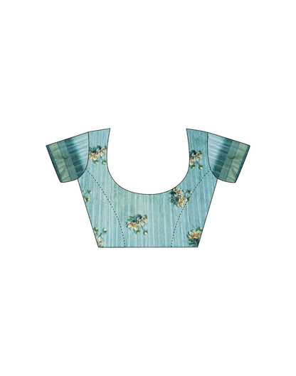 Dusty Jade Green Printed Cotton Saree