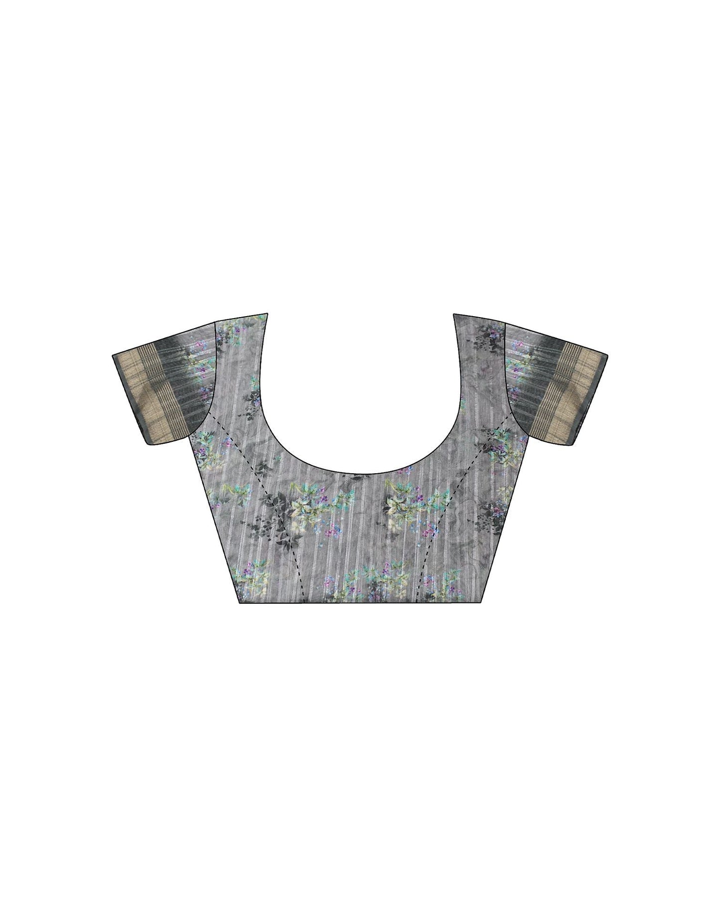 Grey Printed Cotton Saree