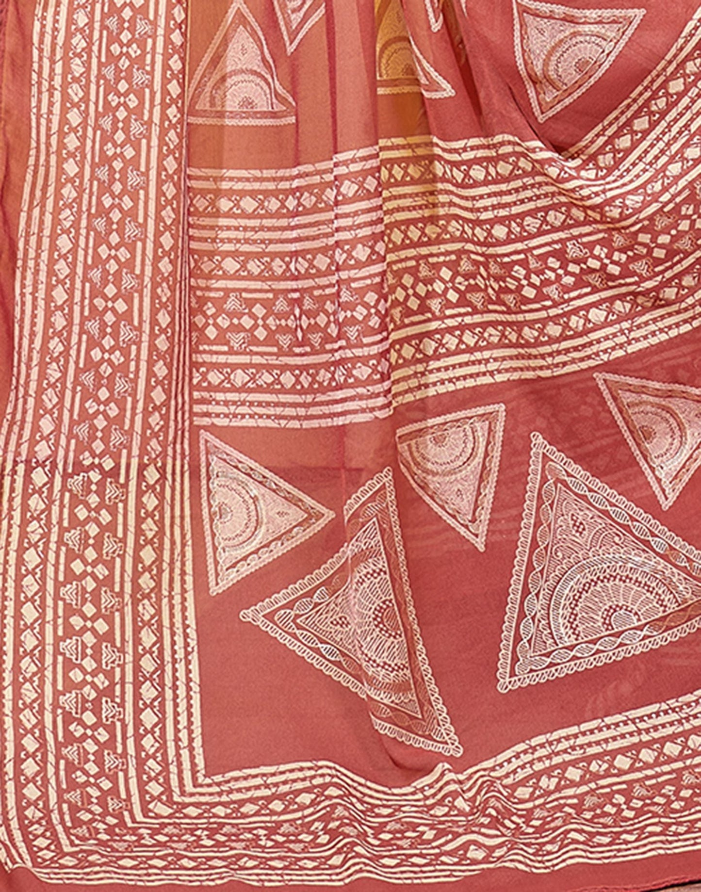 Rose Pink Printed Georgette Saree