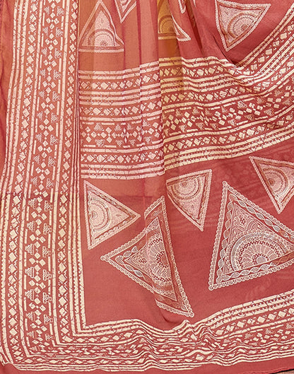 Rose Pink Printed Georgette Saree