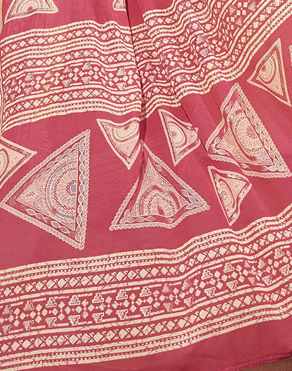 Pink Printed Georgette Saree