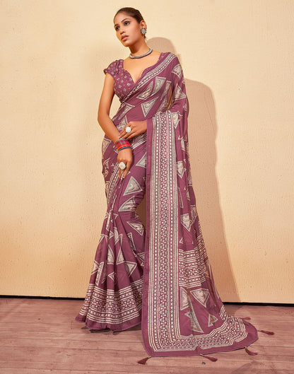 Dusty Pink Printed Georgette Saree
