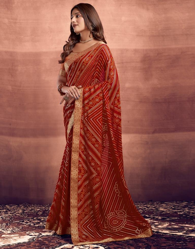 Maroon Jacquard Gergette Saree
