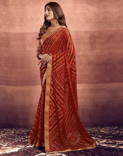 Maroon Jacquard Gergette Saree