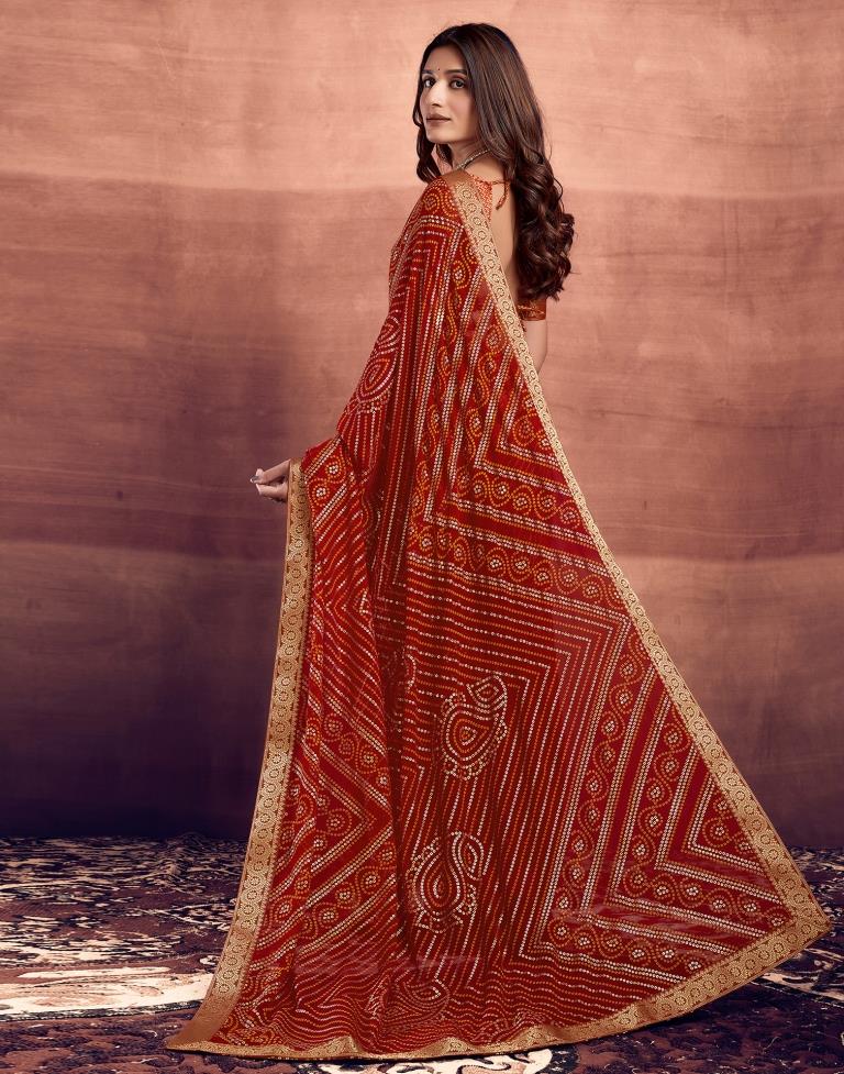 Maroon Jacquard Gergette Saree