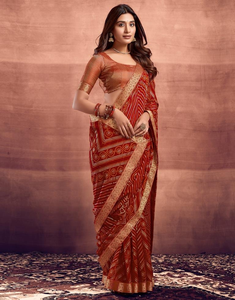 Maroon Jacquard Gergette Saree