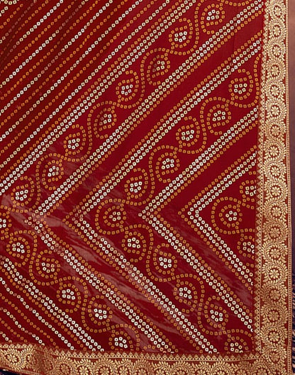 Maroon Jacquard Gergette Saree