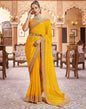 Yellow Plain Gergette Saree