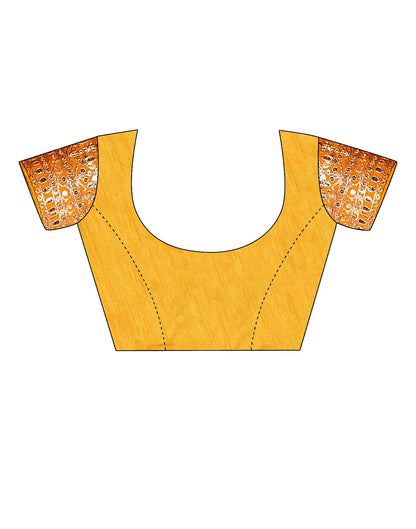 Yellow Plain Gergette Saree