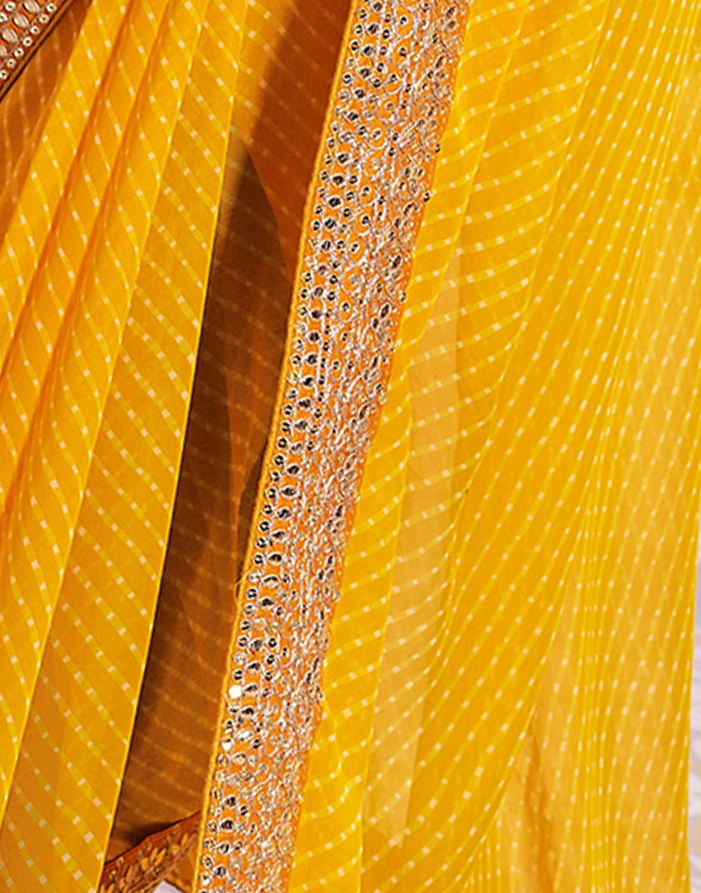 Yellow Plain Gergette Saree