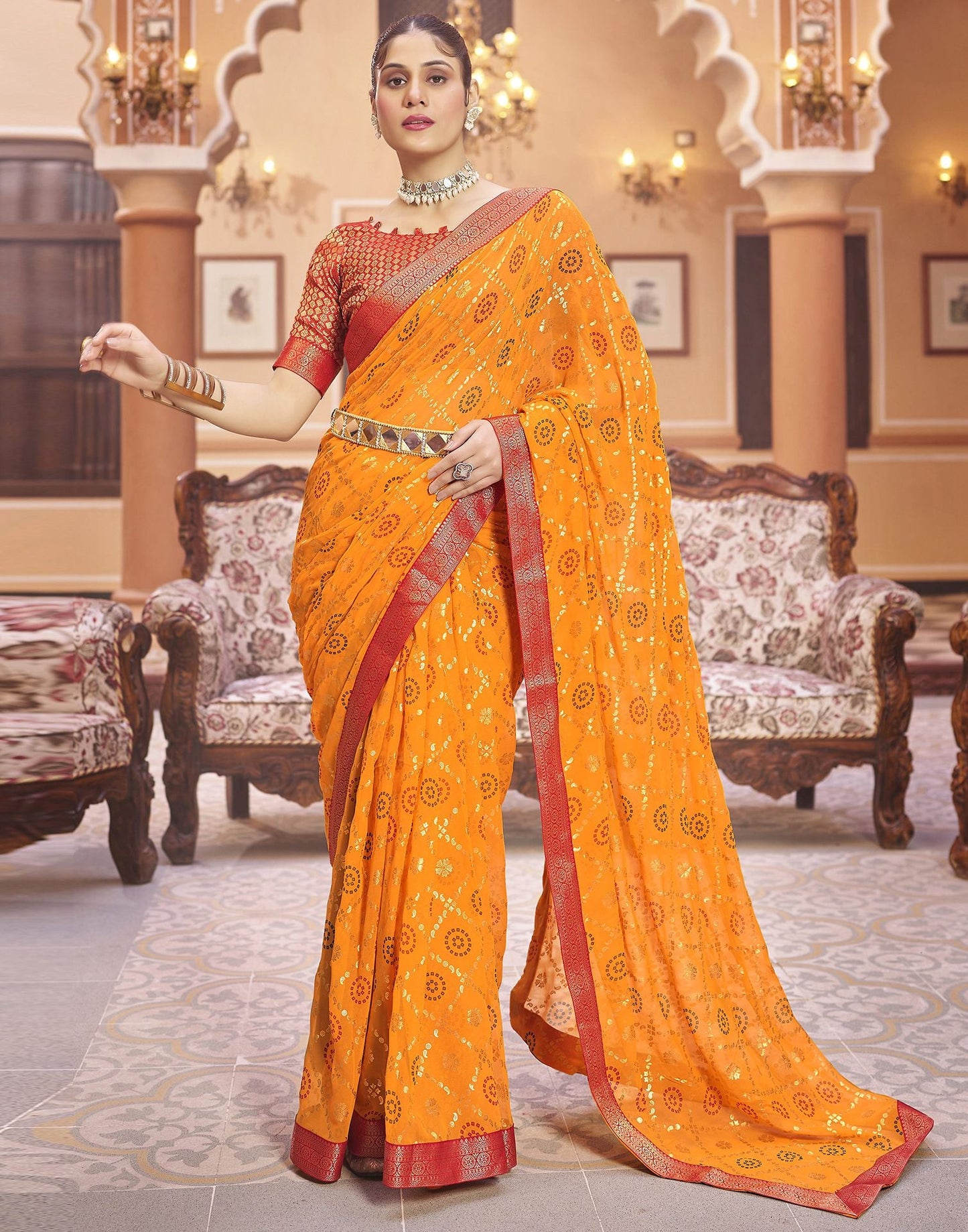 Turmeric Jacquard Gergette Saree