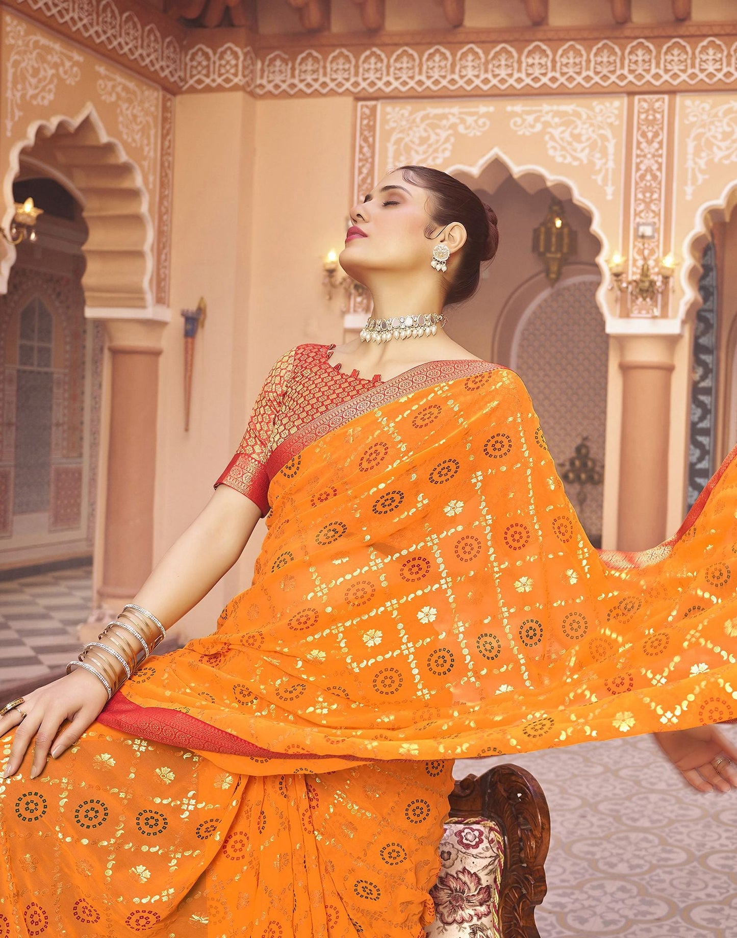 Turmeric Jacquard Gergette Saree