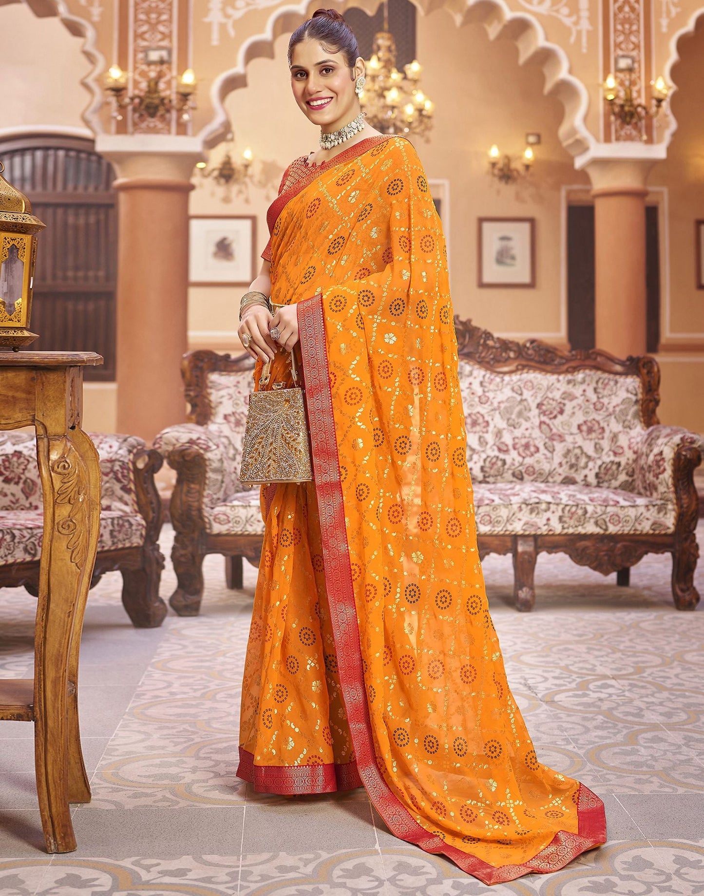 Turmeric Jacquard Gergette Saree
