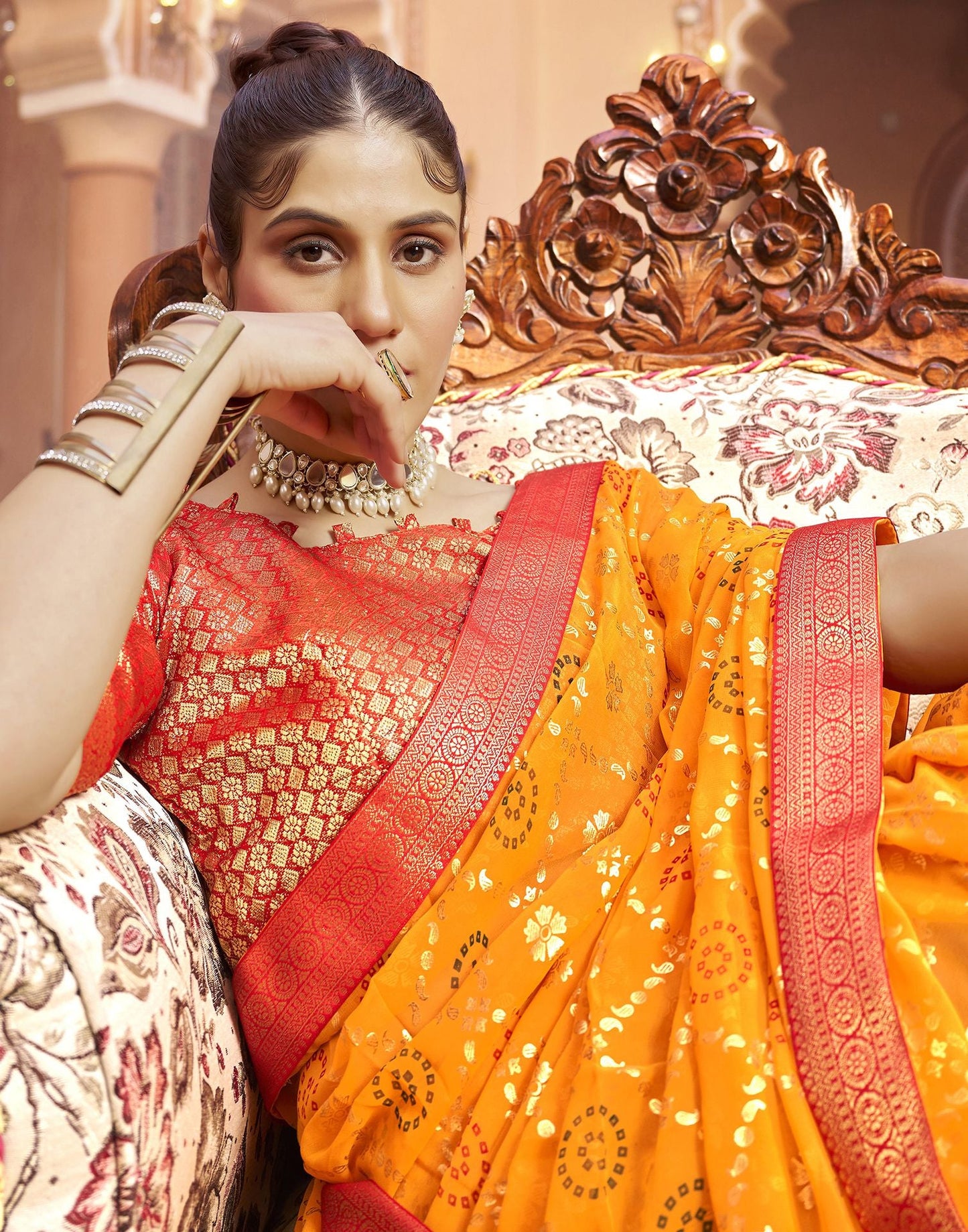 Turmeric Jacquard Gergette Saree