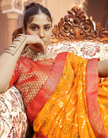 Turmeric Jacquard Gergette Saree