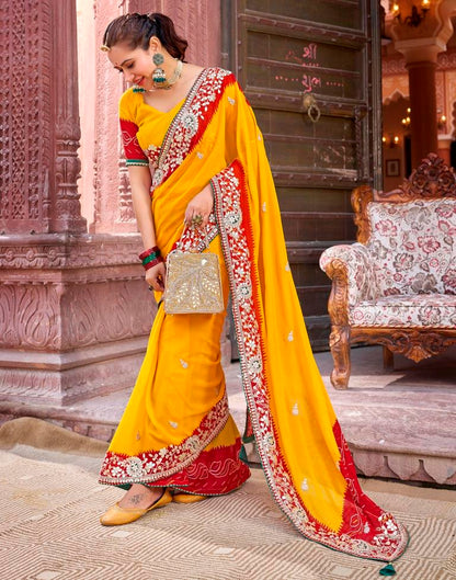 Yellow Georgette Printed Saree