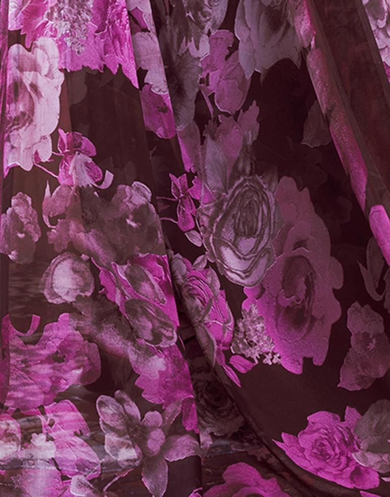 Deep Wine Printed Georgette Saree