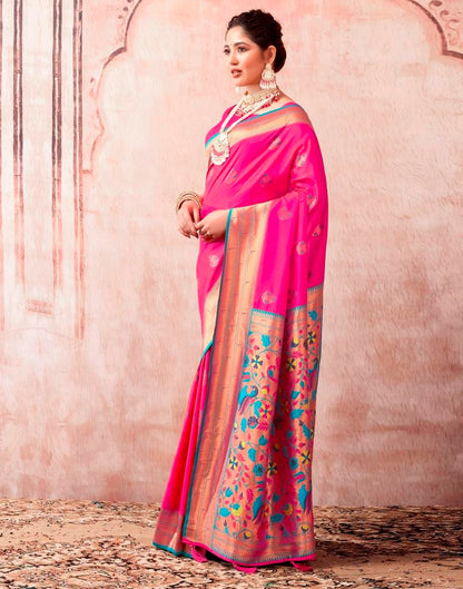 Rani Pink Silk Plain Saree