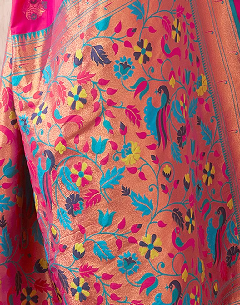 Rani Pink Silk Plain Saree