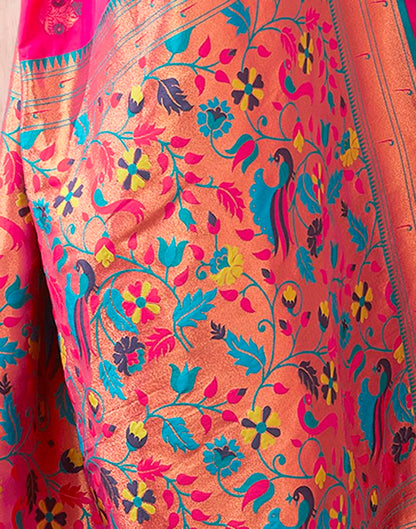 Rani Pink Silk Plain Saree