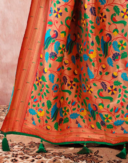 Dark Green Silk Plain Saree