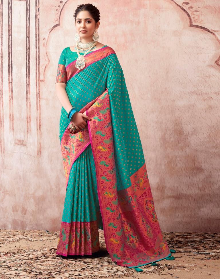 Rama Green Silk Plain Saree