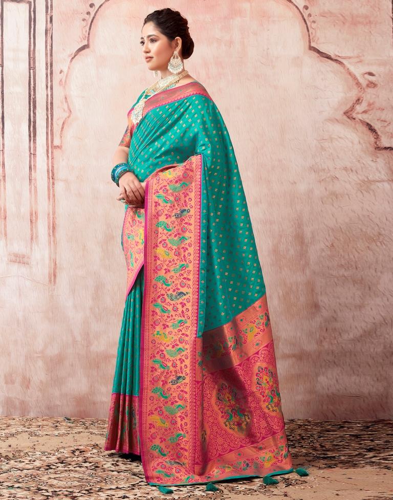 Rama Green Silk Plain Saree