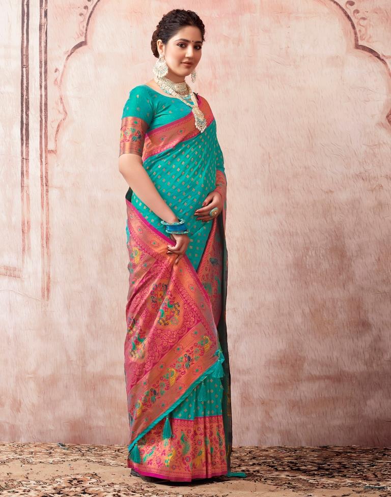 Rama Green Silk Plain Saree