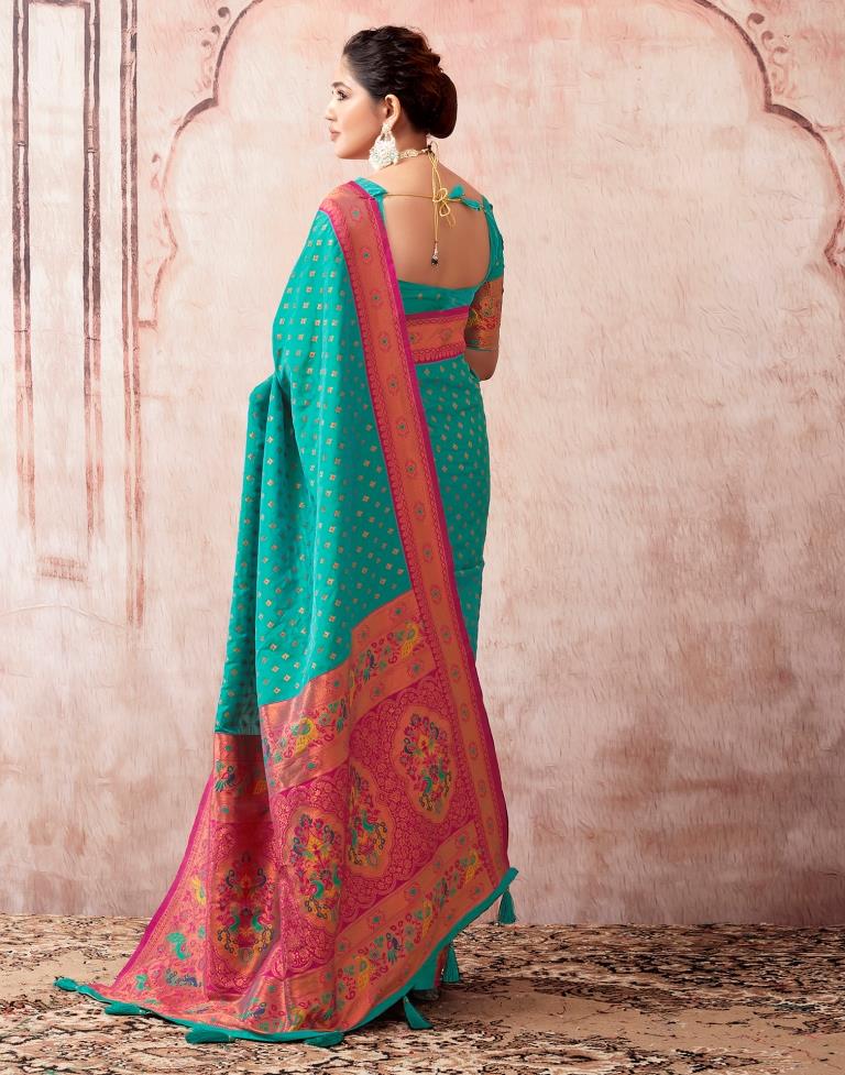 Rama Green Silk Plain Saree