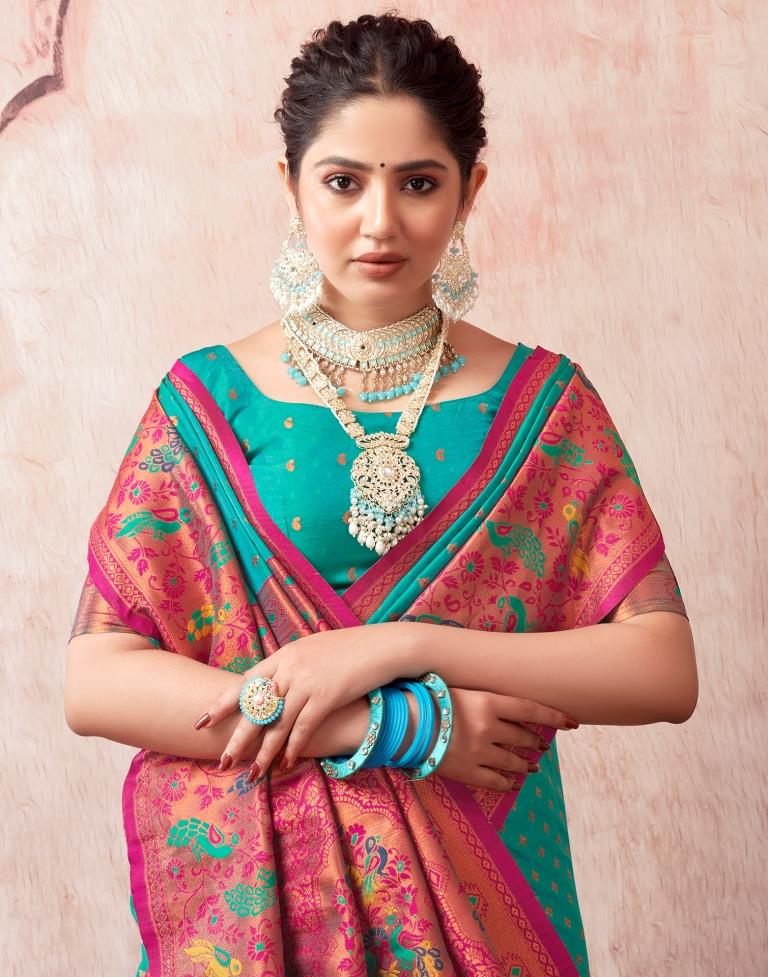 Rama Green Silk Plain Saree