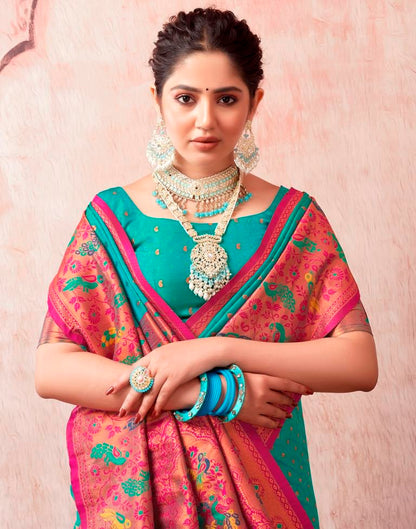 Rama Green Silk Plain Saree