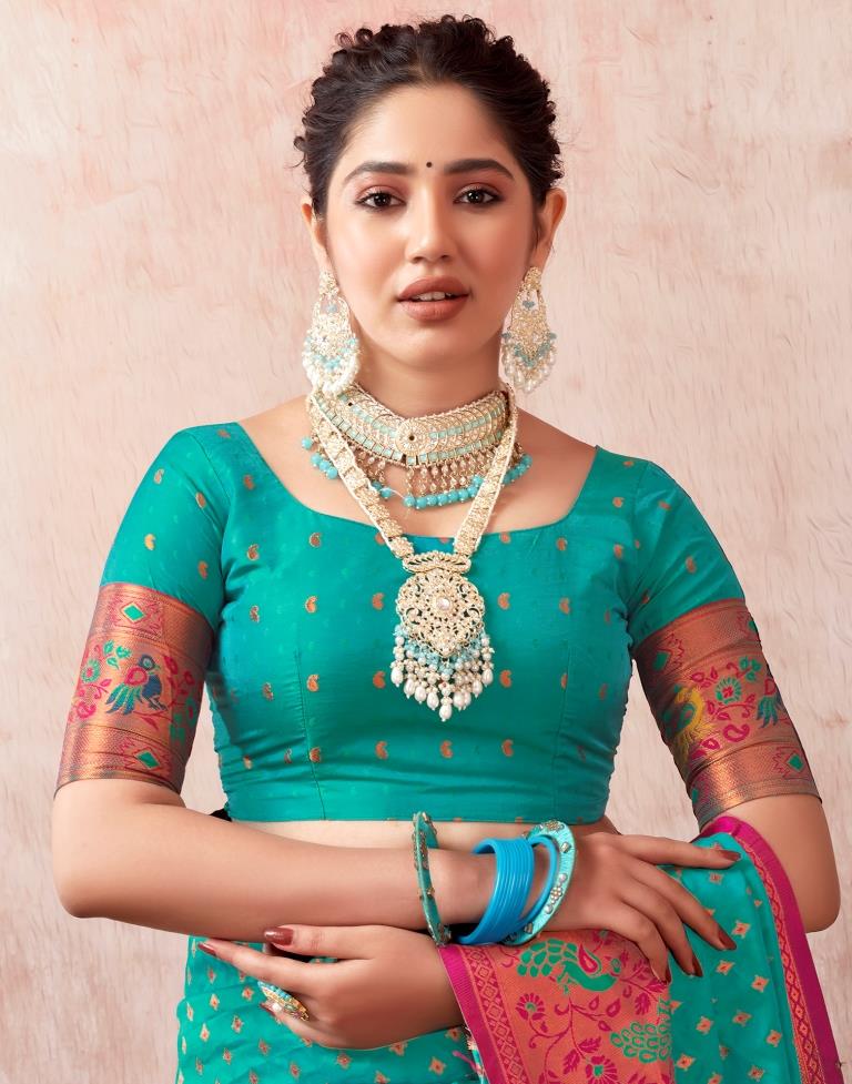 Rama Green Silk Plain Saree